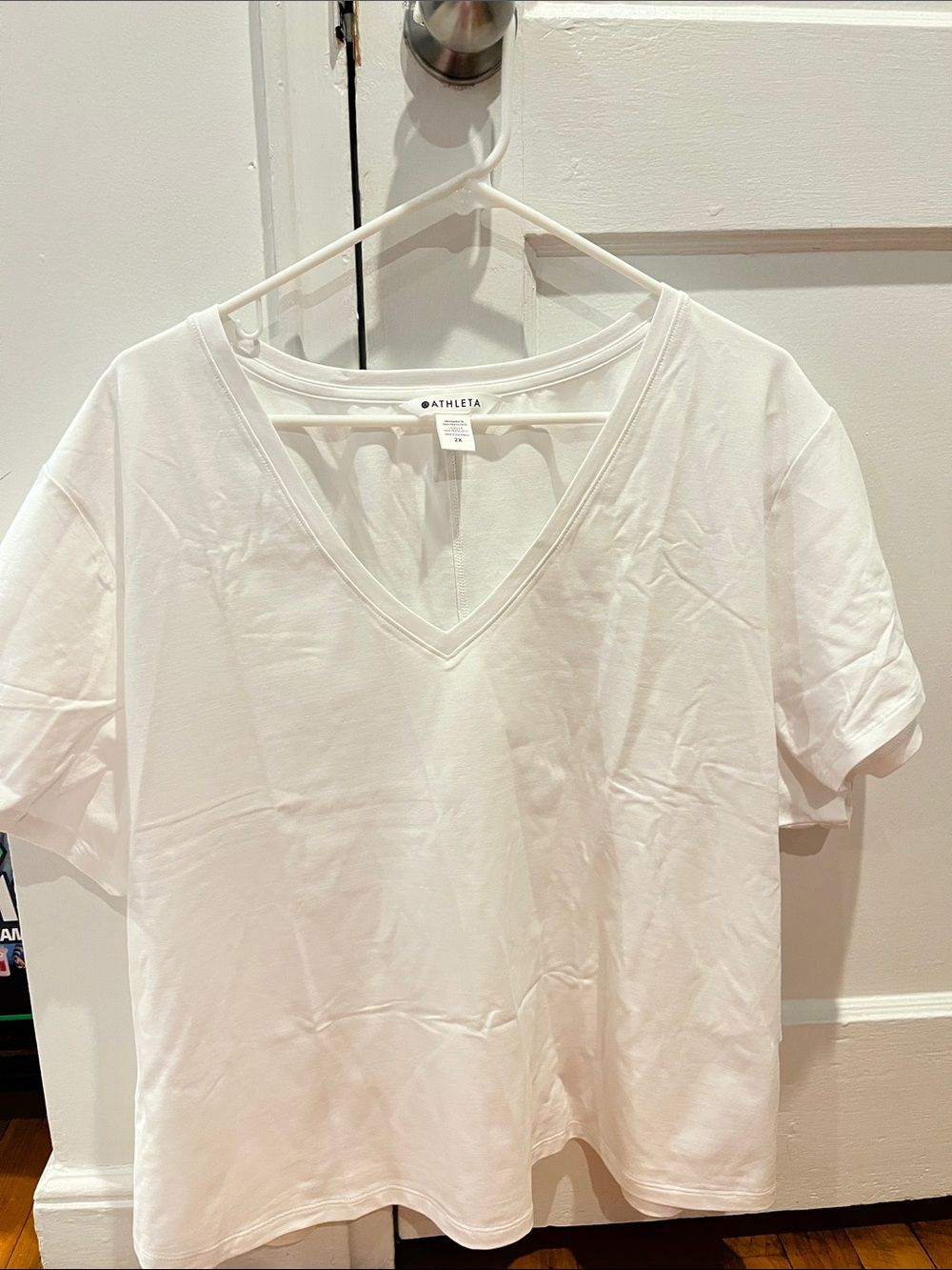 Athleta White Essential V-Neck Tee